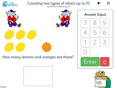 Counting Two Types of Objects to 10